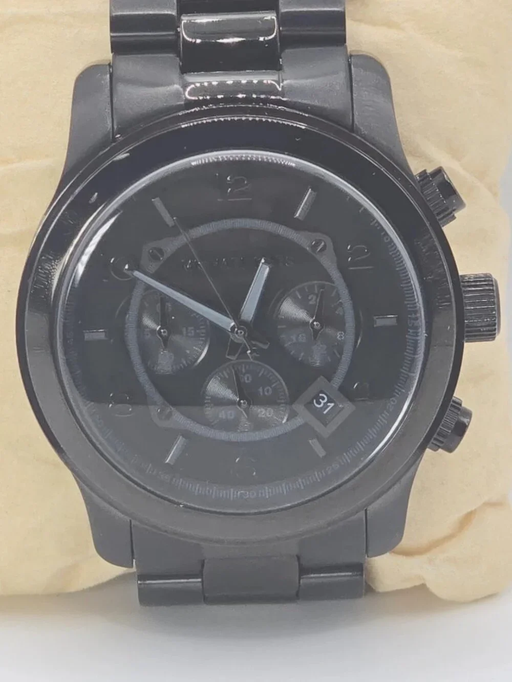Michael Kors Runway Men's Black Chronograph Watch MK9073 45mm